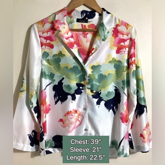 Natori Womens Floral Satin 2pc Pajama Set Size S Designer Chic Silky Ankle Pant - Picture 3 of 16